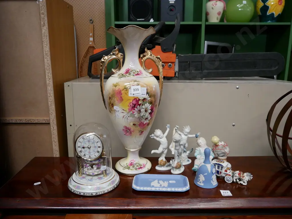 double handled vase, clock, figurines, Jasper ware etc, vase H - 430 Image 1++