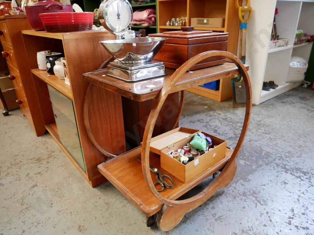 deco bentwood 2 tier tea trolley Image 1++