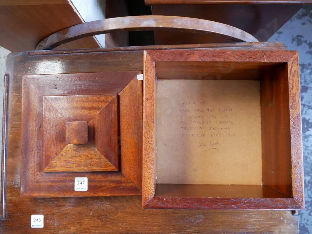 wooden box made from treads of ladders used in Dunedin telephone exchange Image 1++