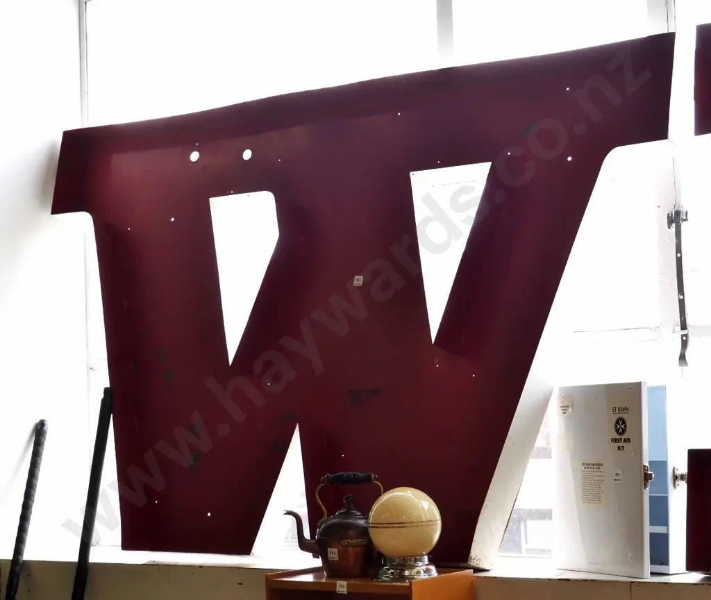 very large metal "W" possibly from a New World supermarket H- 1150, W-1800, D-100 Image 1++