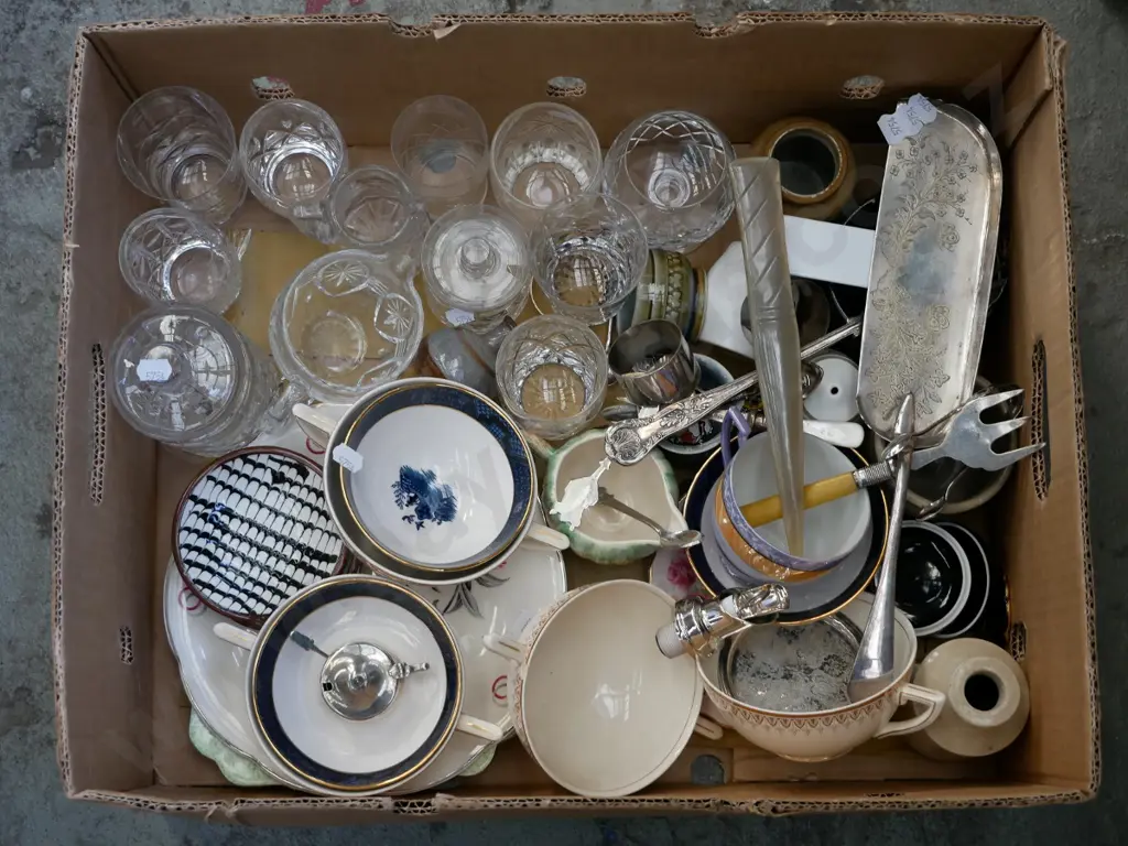 box; cut crystal tumblers, soup bowls, servers etc Image 1++