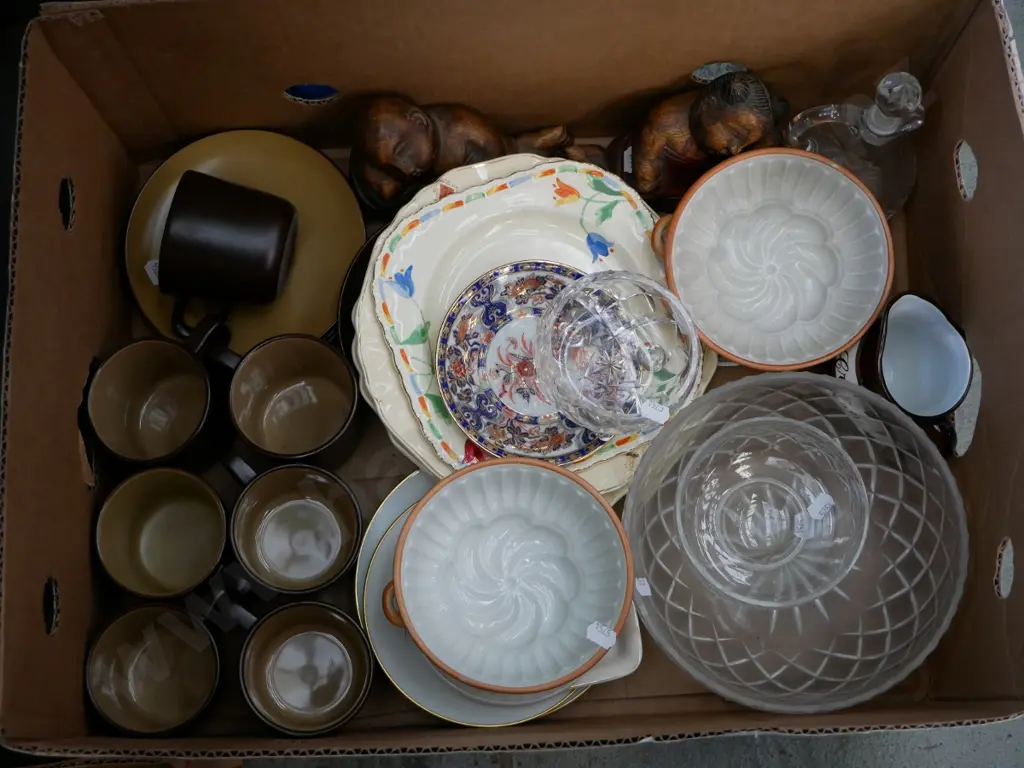 box; Mikasa cups saucers, plates, carved figurines etc Image 1++