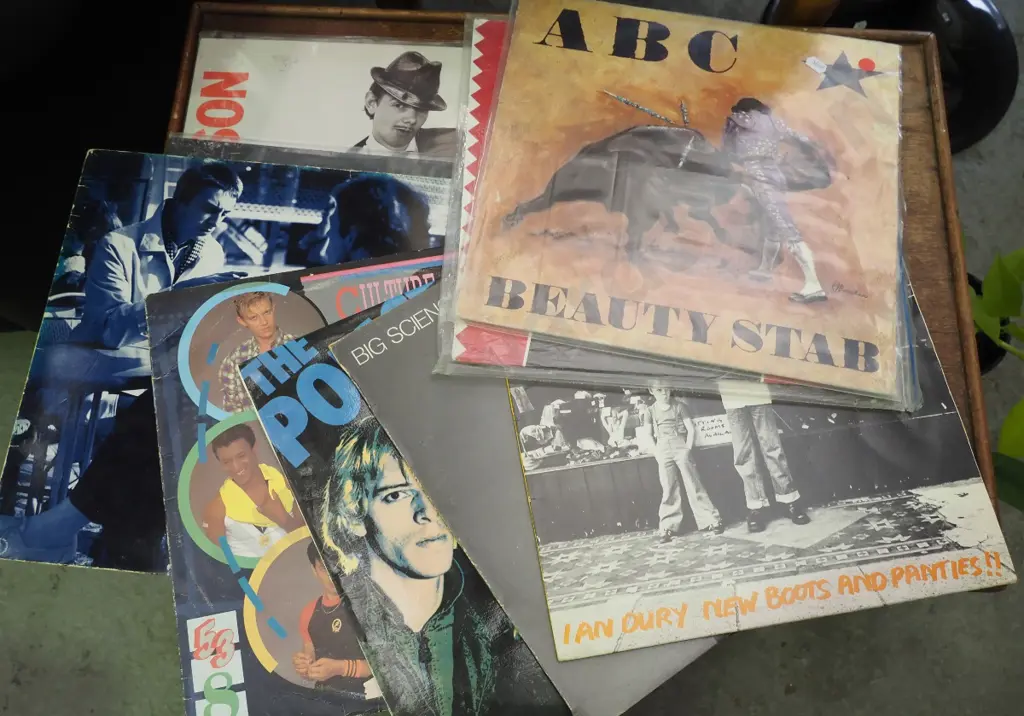 stack of LPs, ABC, Paul Young, Ian Dury Image 1++