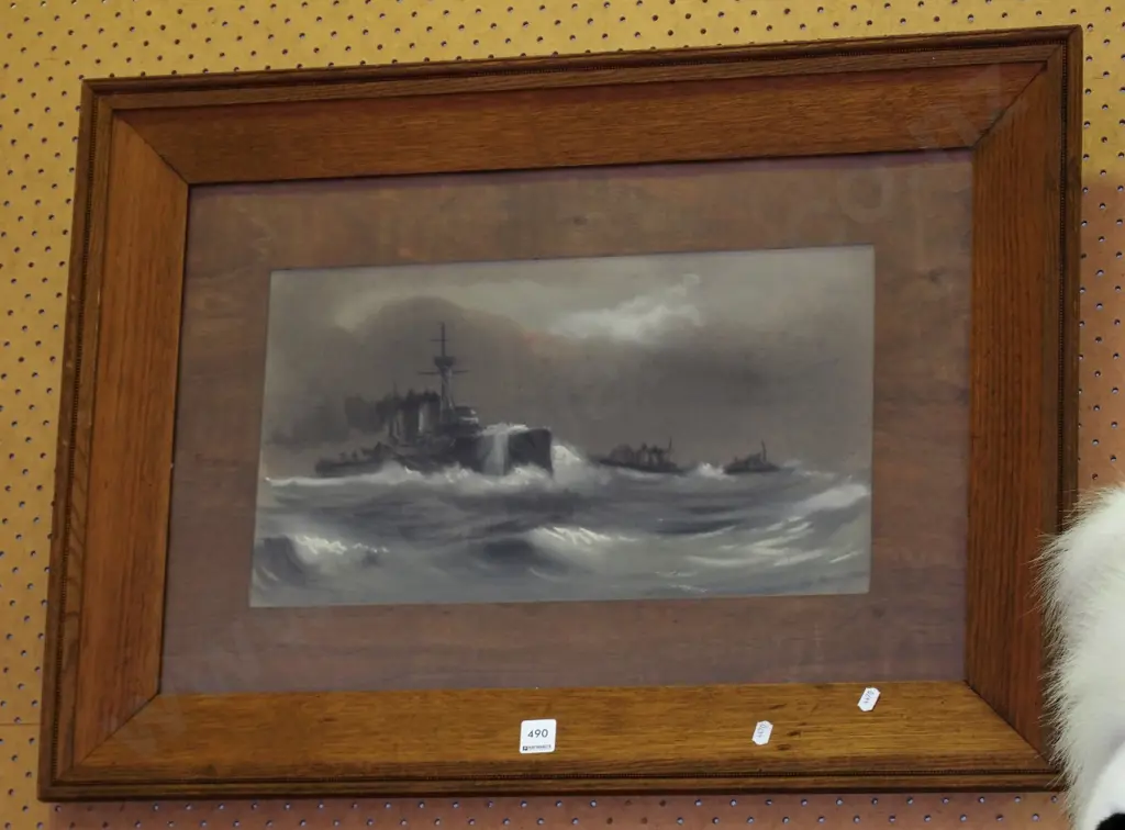 oak framed pastel - warships Image 1++
