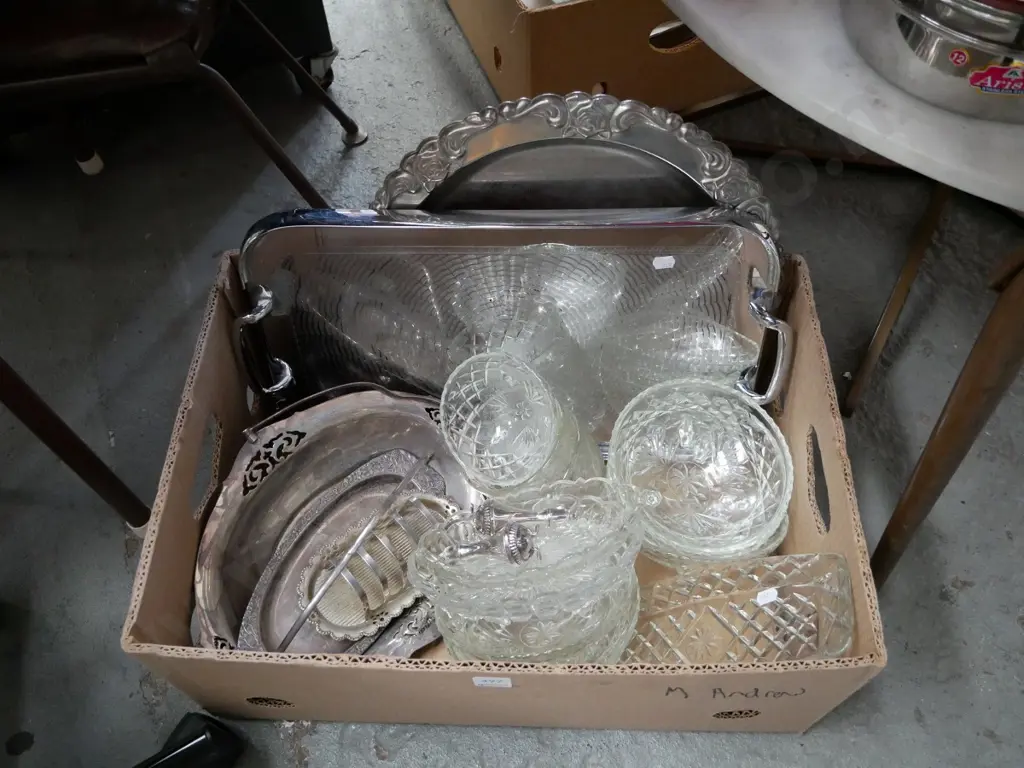 box; crystal and glass bowls, toast rack, plated trays, etc  Image 1++