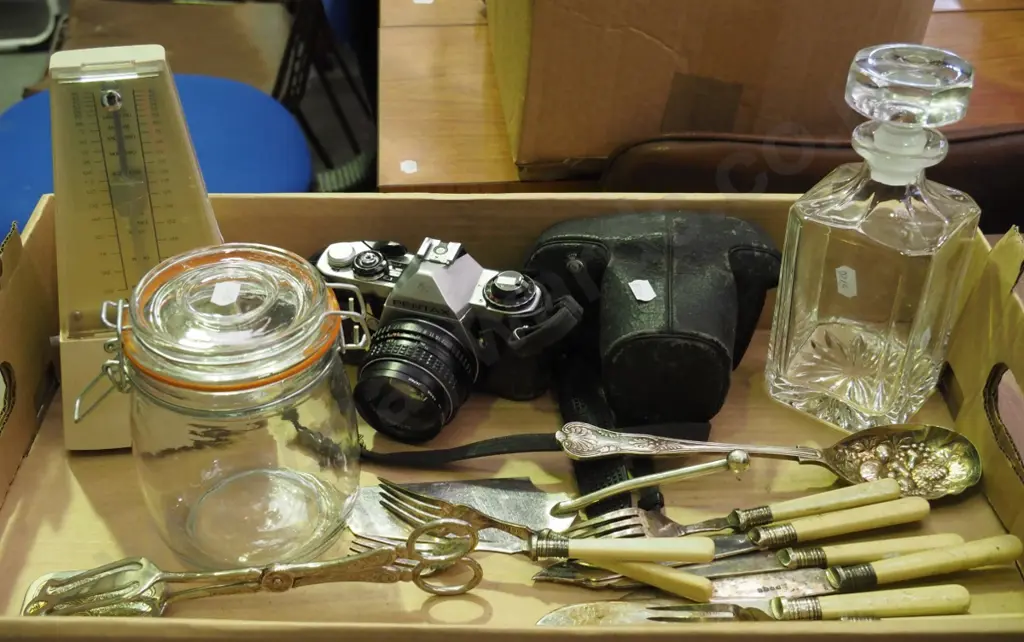  box; decanter, Pentax camera, metronome etc Image 1++