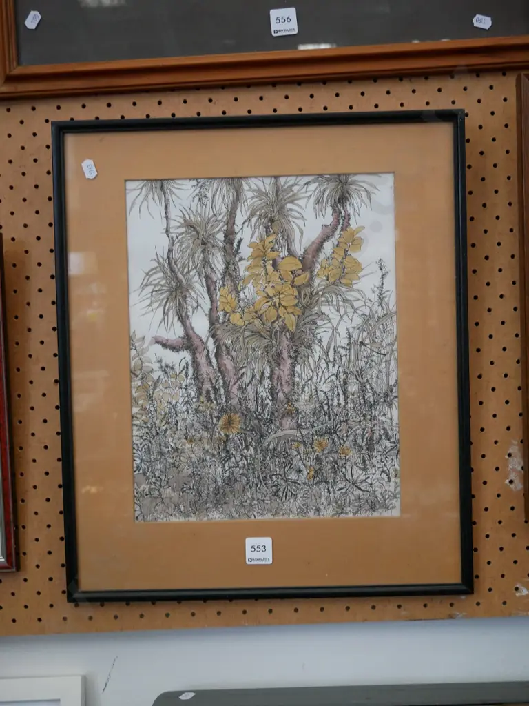 framed ink and watercolour - bush scene Image 1++