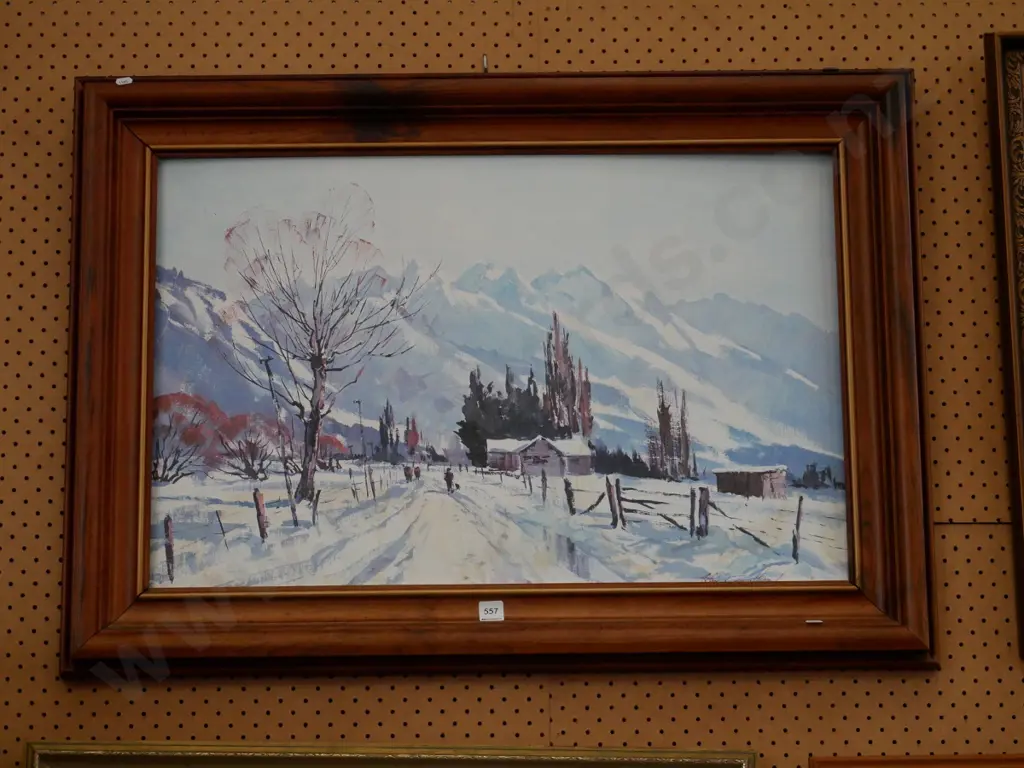 framed Aston Greathead print - snowy mountains Image 1++