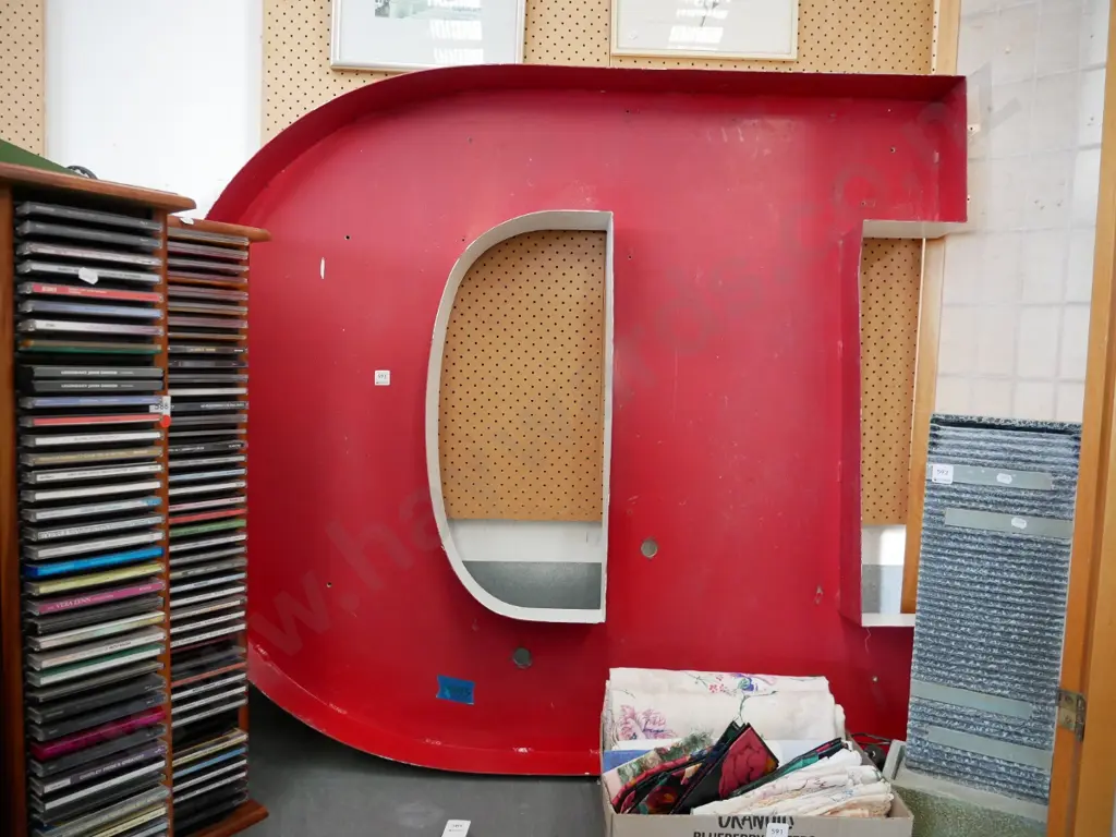 large metal letter D possibly from a New World sign H- 1130, W- 1310, D- 100 Image 1++
