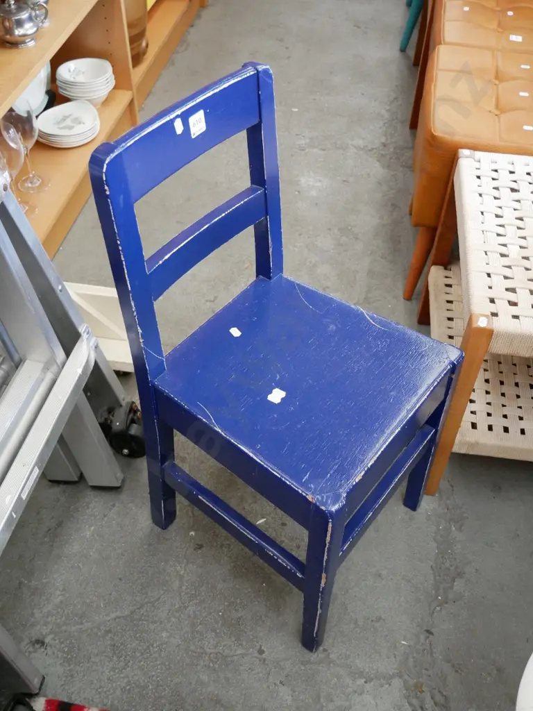 blue painted child's chair Image 1++