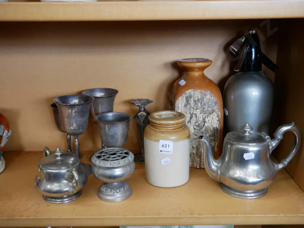 plated goblets, vase, soda syphon etc Image 1++