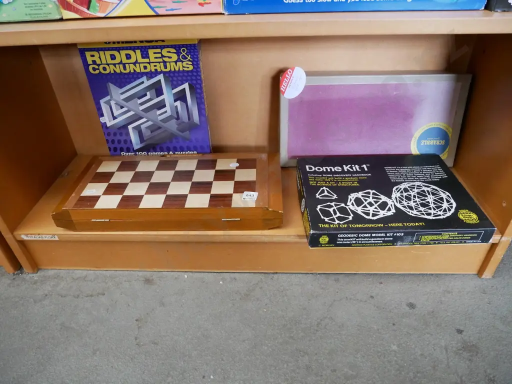 chess set, scrabble, dome kit, Mensa riddles and conundrums Image 1++