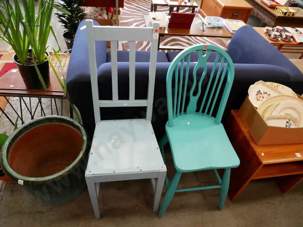 2 painted wooden chairs - red dots Image 1++