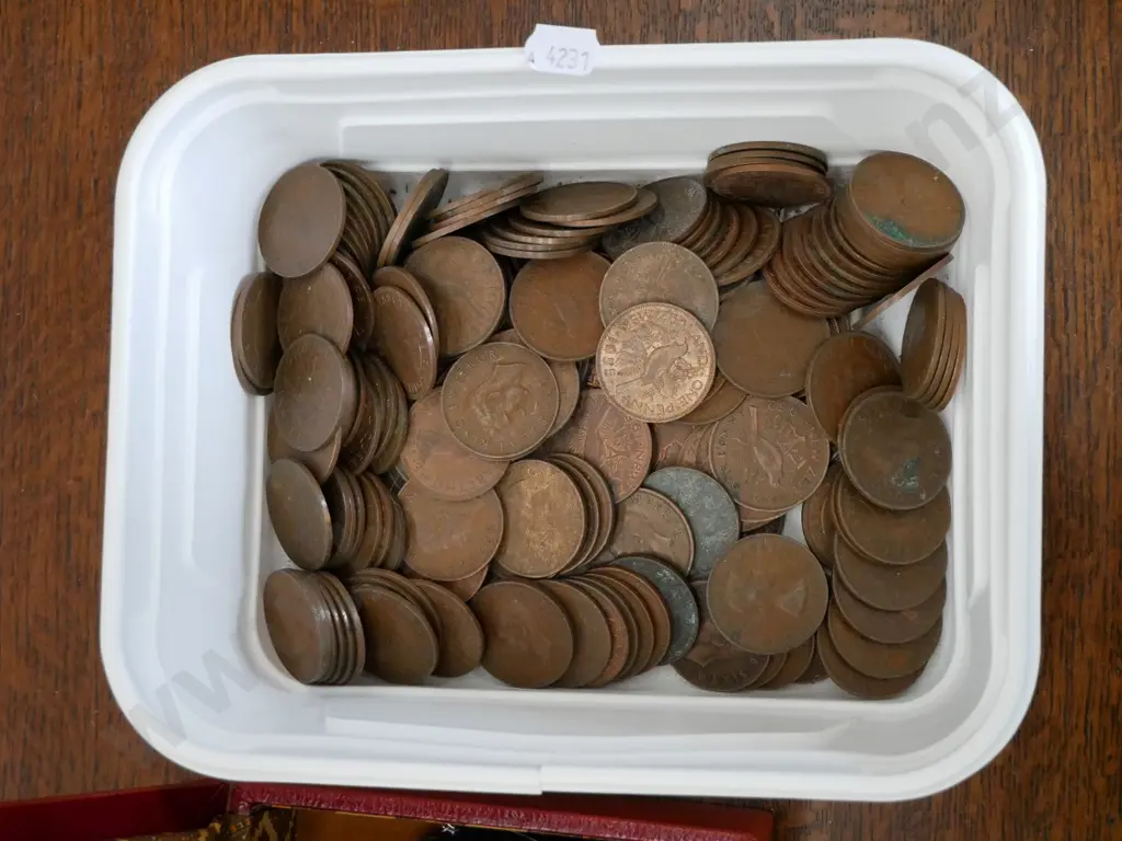 tub of copper coins Image 1++
