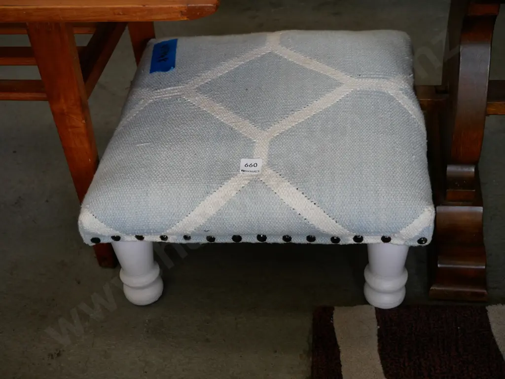 turned leg and upholstered footstool Image 1++