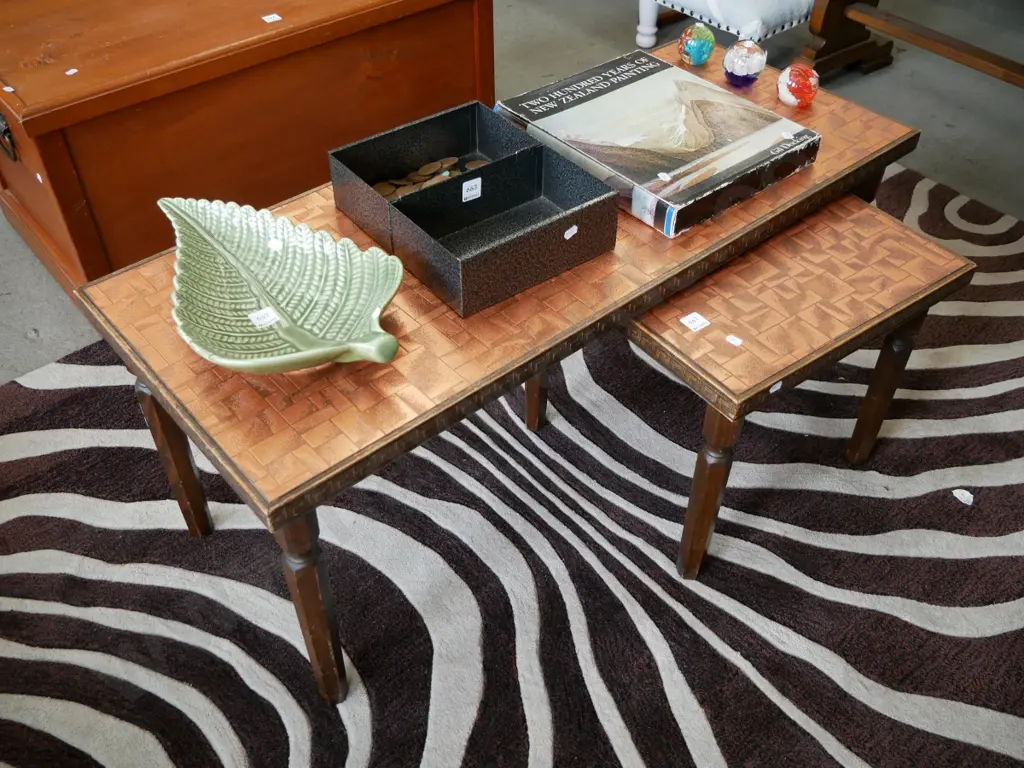 2 x copper topped coffee tables Image 1++