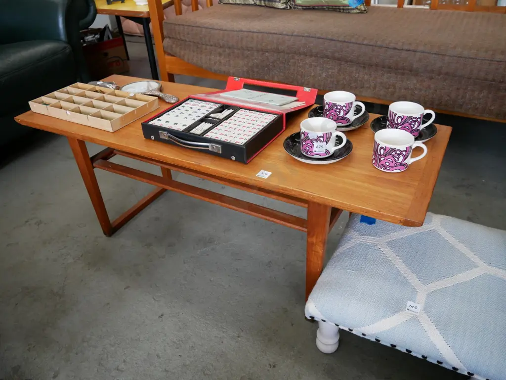 teak mid-century 2 tier coffee table H- 410, W- 1140, D- 410 Image 1++