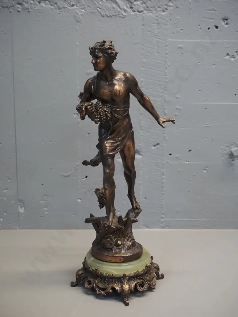 cast metal classical style figure on marble and cast metal base, plaque with "Maraudeur Par Ferrand" H-420 Image 1++