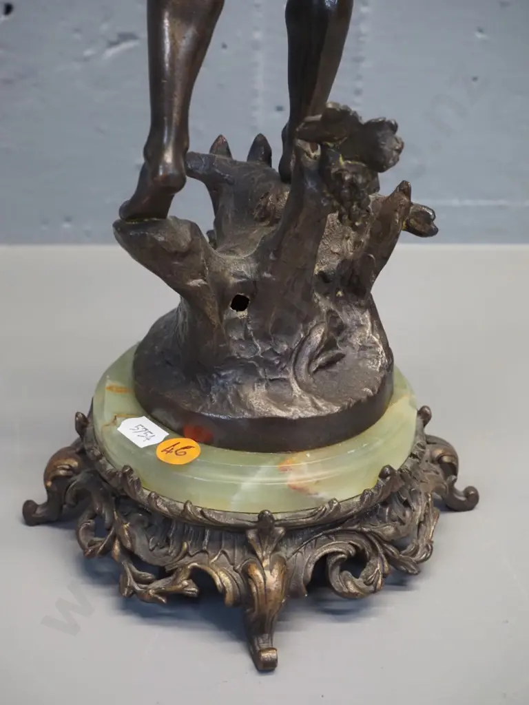 cast metal classical style figure on marble and cast metal base, plaque with "Maraudeur Par Ferrand" H-420 Image 1++