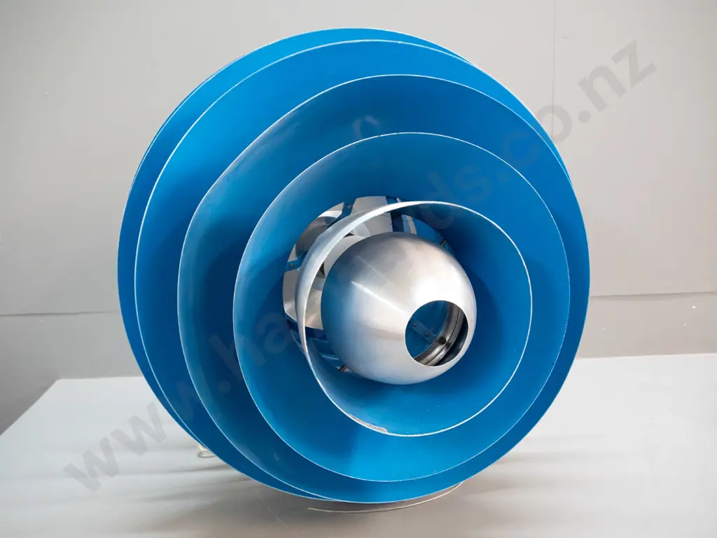 very large blue and plain brushed aluminium hanging light fitting H-600 Diameter 450 - light scratching Image 1++