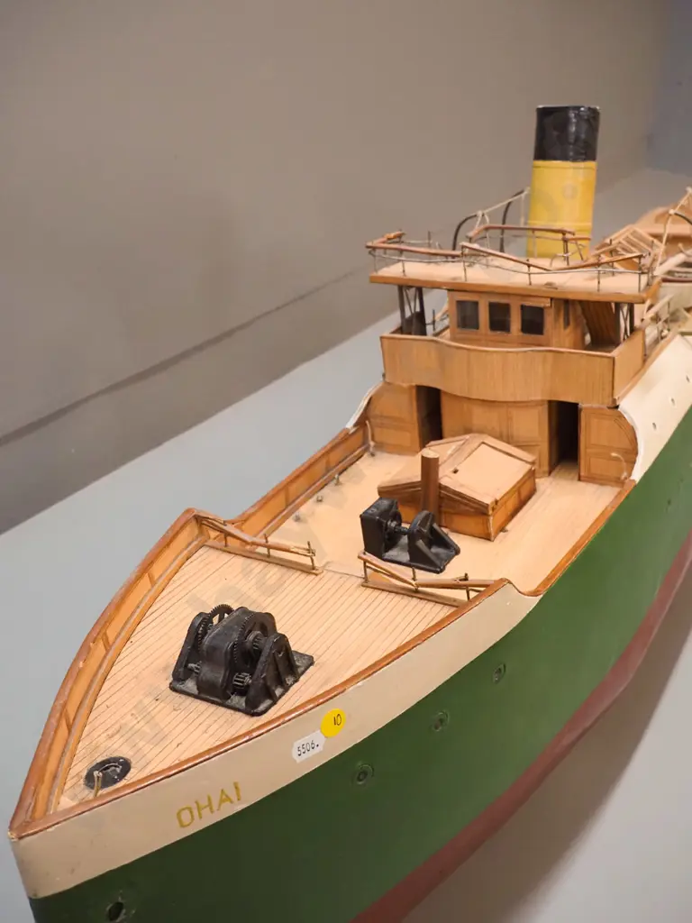 large timber steamship model in restorer's condition - marked Ohai Dunedin, no stand H-440 L-1140 Image 1++