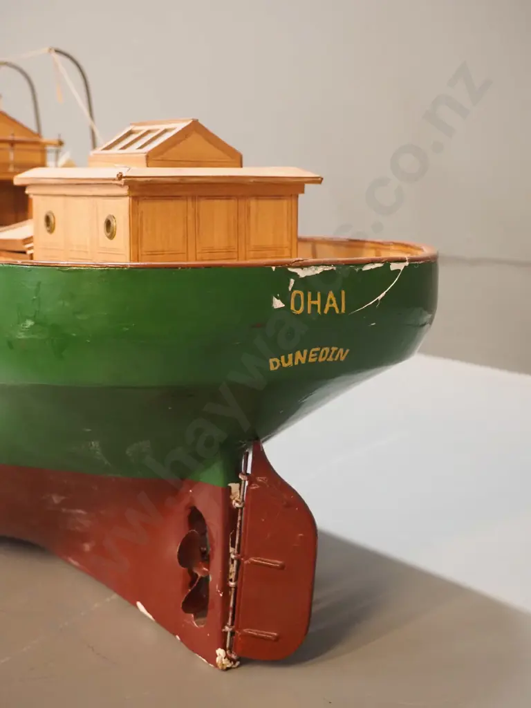 large timber steamship model in restorer's condition - marked Ohai Dunedin, no stand H-440 L-1140 Image 1++