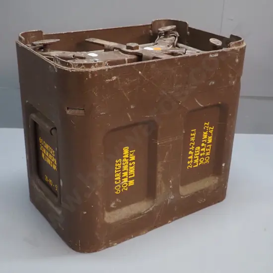 metal ammunition case with large side handles, screw lock top H-320 W-340 D-230