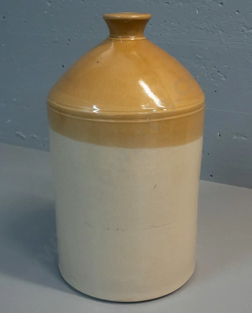 salt-glazed stoneware narrow-mouth crock - stamped "M" and "2" no other markings H-400 D-230 Image 1++
