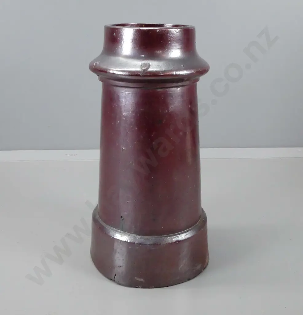 salt-glazed chimney pot, chip to bottom rim, marked J.H. Lambert Dunedin H-670 D-340 Image 1++