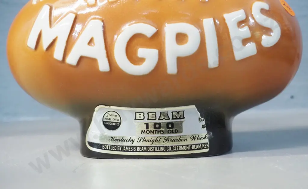 Jim Beam Australian Magpies football decanter - with partial contents H-260 W-200 D-100 Image 1++