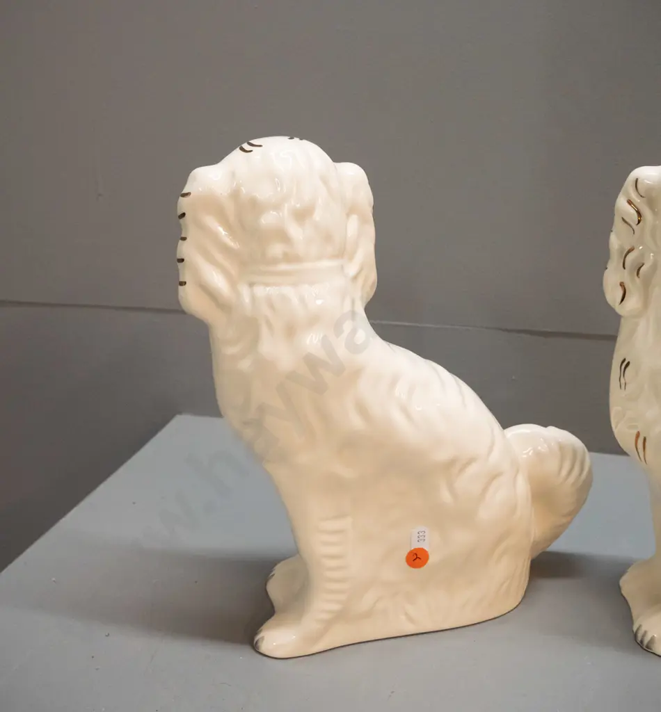 pair of reproduction Staffordshire dogs marked Chelsea Works Burslem H-310 Image 1++