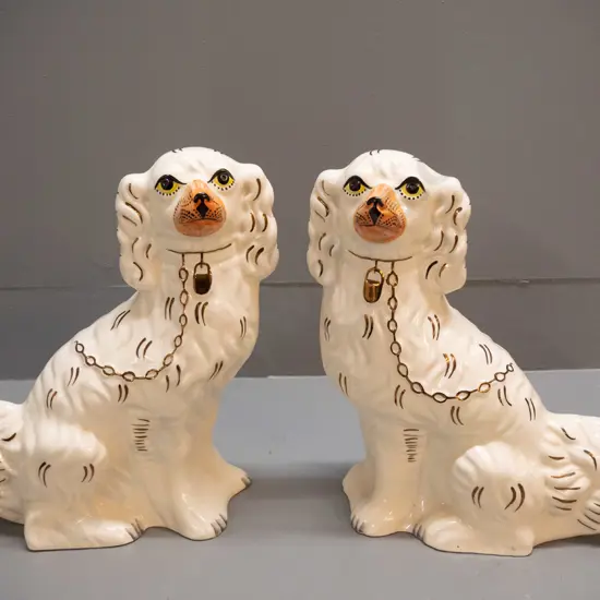 pair of reproduction Staffordshire dogs marked Chelsea Works Burslem H-310