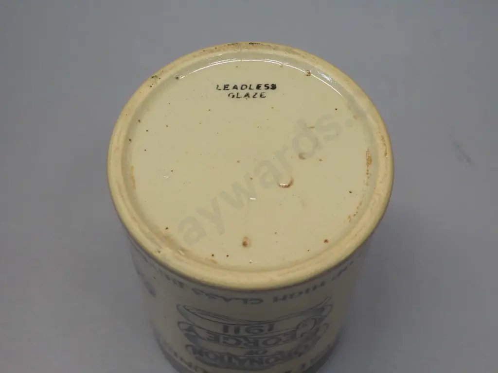 vintage T West & Co Dunedin 1911 Coronation of George V jug - crazing, wear and prominent crack H110 Image 1++