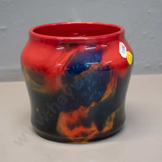 Royal Doulton Sung flambe multi-coloured vase, also marked Noke, some glaze scratches H-110 D-120