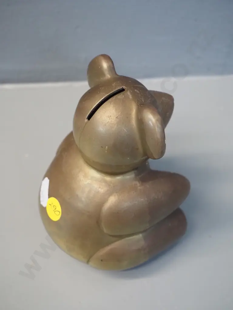small cast brass teddy bear money box H-130 Image 1++