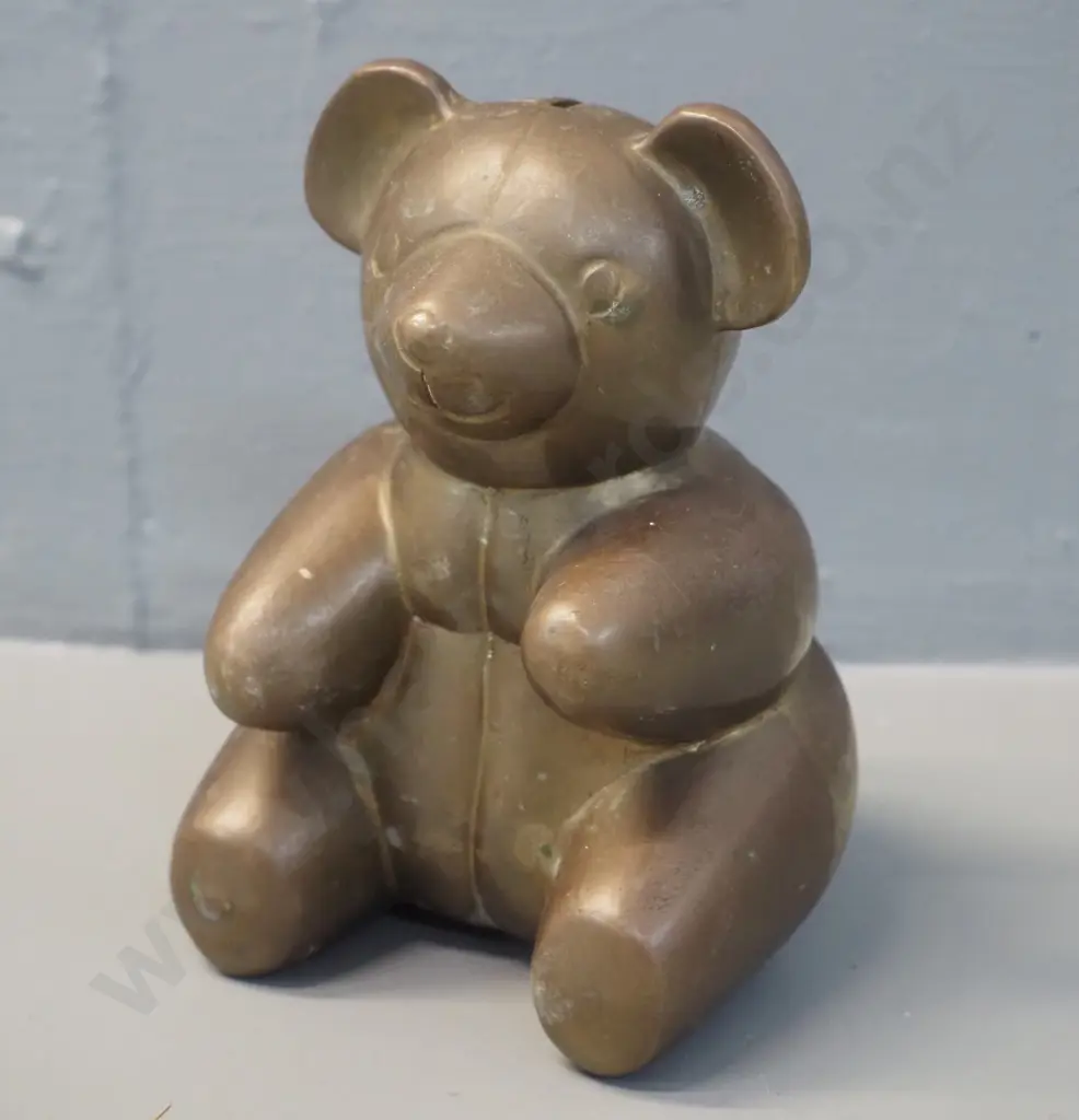 small cast brass teddy bear money box H-130 Image 1++