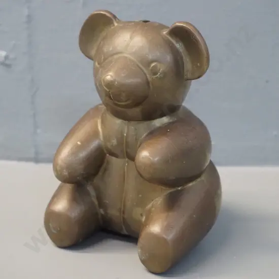 small cast brass teddy bear money box H-130