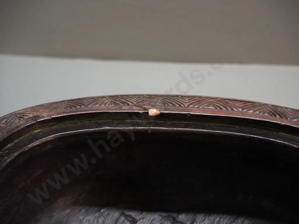 heavy carved stone or stone composite asian lidded vessel with loop handles - one dragon has ball in mouth - some chips Image 1++