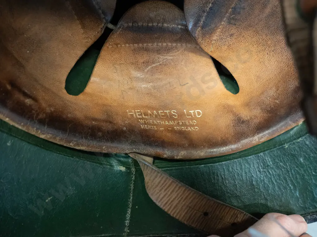 vintage New Zealand fire services fire helmet leather - wear to leather, fire service logo partly worn off Image 1++