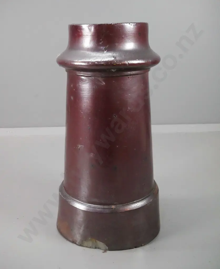 salt-glazed chimney pot, chip to bottom rim, marked J.H. Lambert Dunedin H-670 D-340 Image 1++