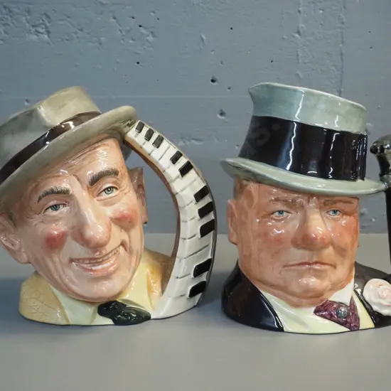 2 Royal Doulton character jugs -  W.C. Fields and Jimmy Durante - both approx. H-200