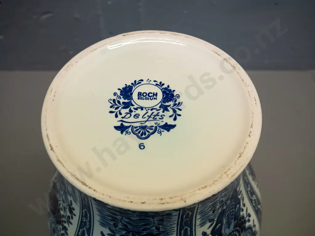large blue & white Boch of Belgium Delfts lidded jar H-350 D-200 Image 1++