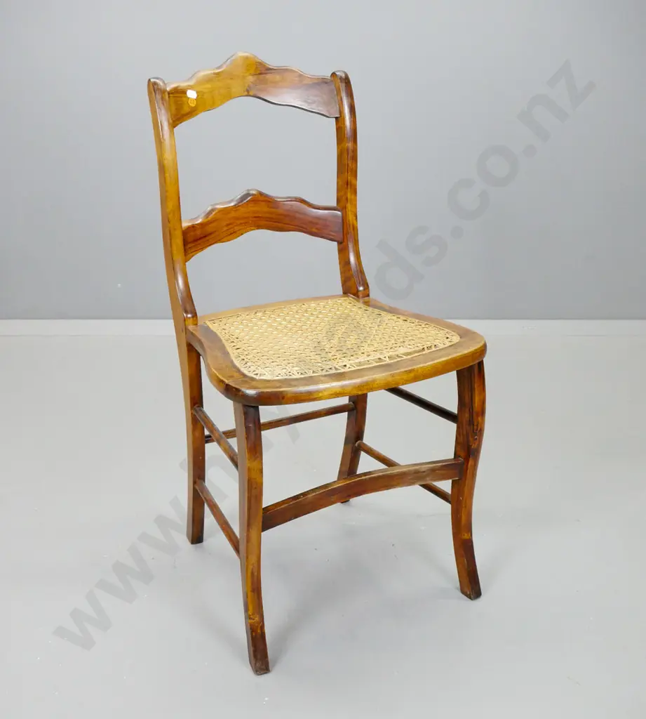 vintage beech bedroom chair with woven cane seat, damage to cane, has plywood insert to support seat - some borer to Image 1++