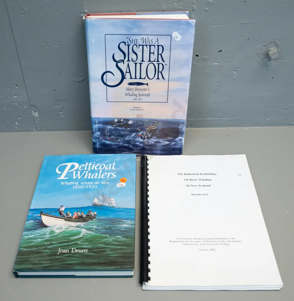 whaling publications - 2 books - "She Was a Sister Sailor" 1992 signed copy & "Petticoat Whalers" 1991 - and one other Image 1++