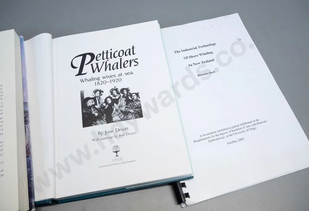 whaling publications - 2 books - "She Was a Sister Sailor" 1992 signed copy & "Petticoat Whalers" 1991 - and one other Image 1++