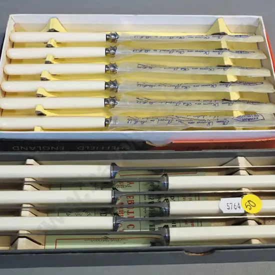 2 boxed sets of 'bone' handled knives