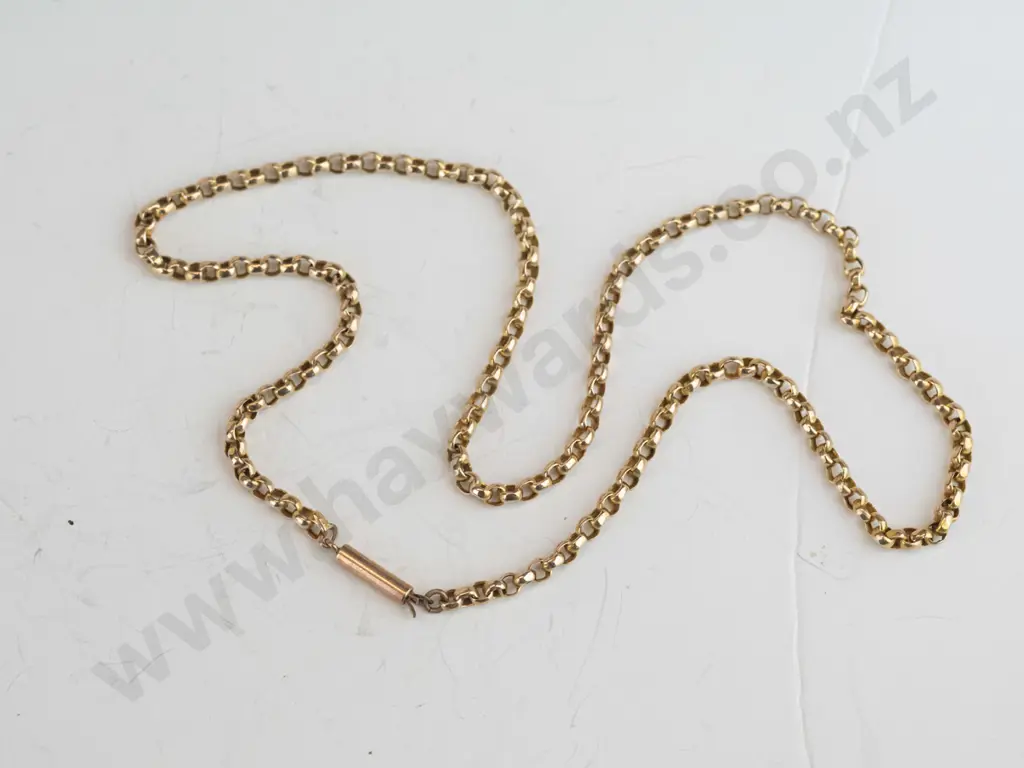 9ct gold belcher link chain with barrel catch, 44cm, 7.8gms Image 1++
