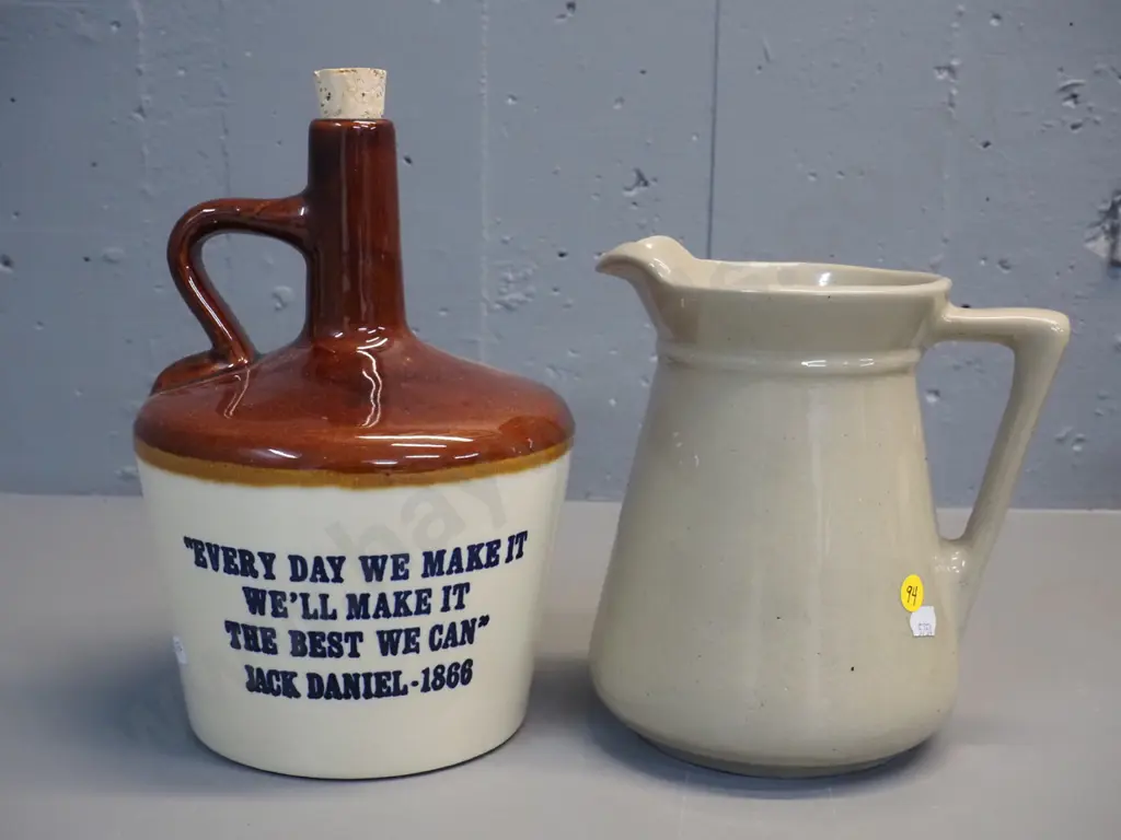 2 large stoneware Jack Daniels Old No. 7 whiskey jugs, both marked USA, one with cork stopper H250 other marked 3051 Image 1++