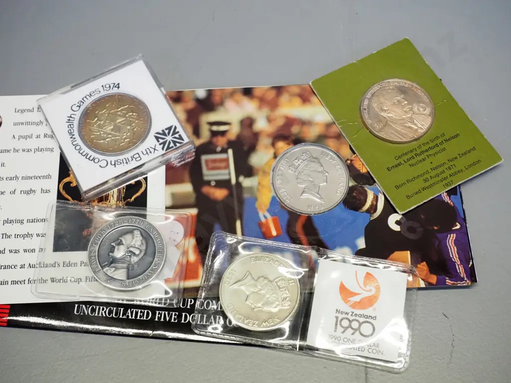 Australian & New Zealand commemorative coins - 1970 James Cook, 1971 Ernest Rutherford, 1974 Commonwealth Games, etc. Image 1++