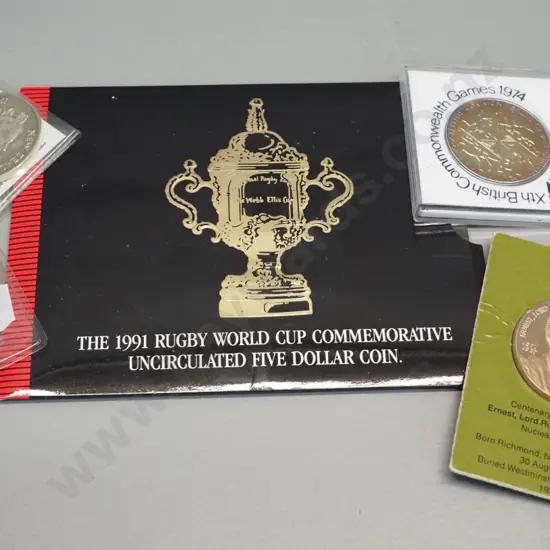 Australian & New Zealand commemorative coins - 1970 James Cook, 1971 Ernest Rutherford, 1974 Commonwealth Games, etc.